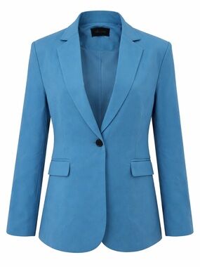 Deluc Women's Single-Button Notch Lapel Blazer in Sky Blue